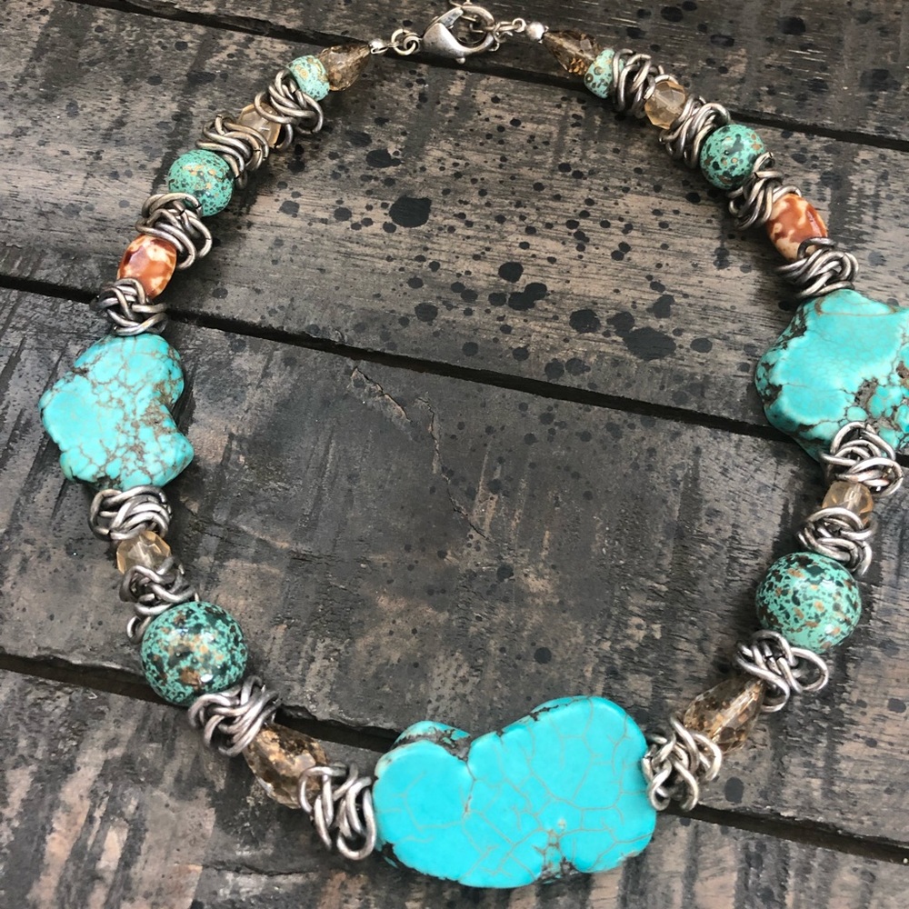TURQUOISE Fashion Choker Silver Statement Piece